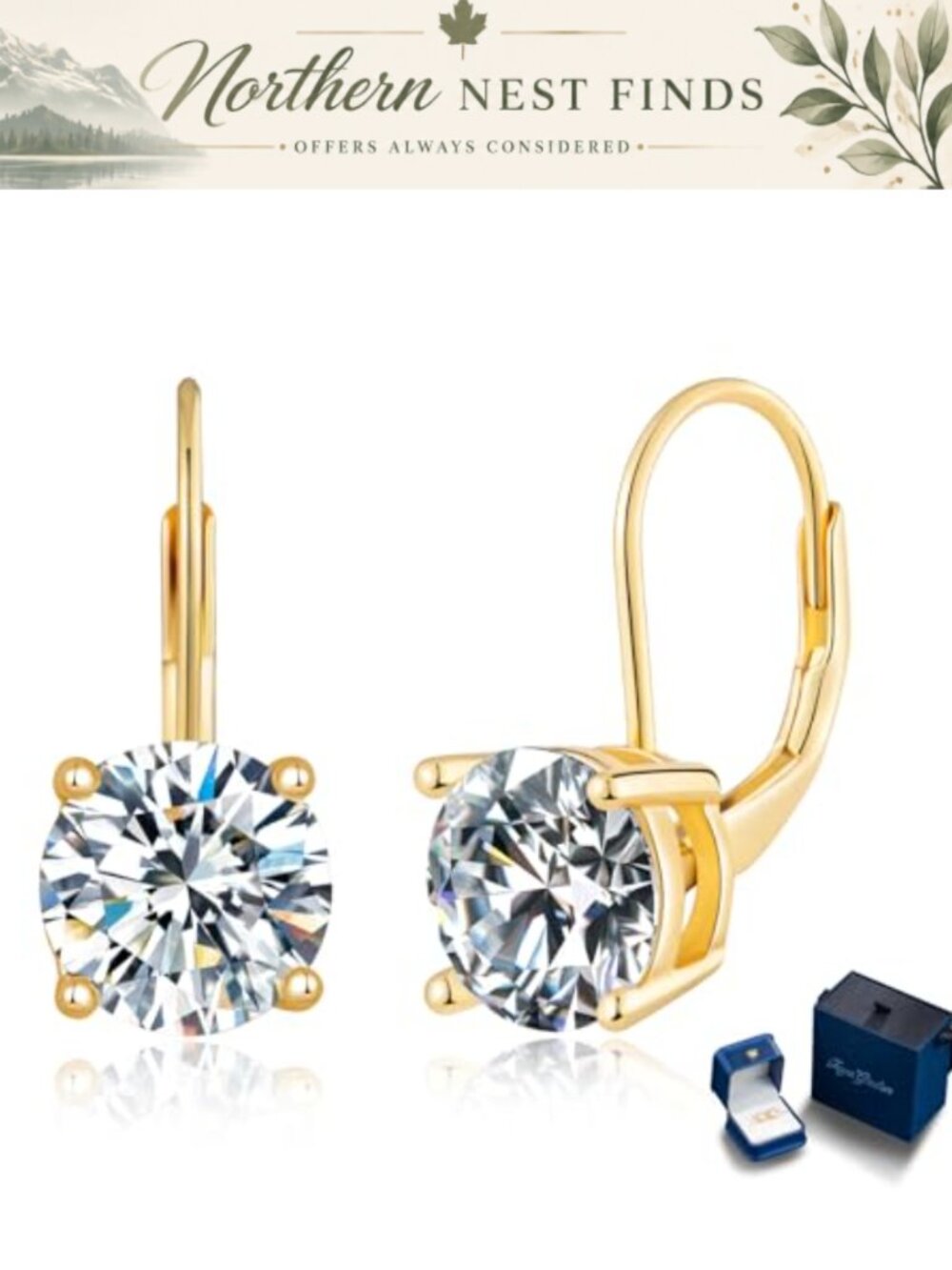 Moissanite Dangle Earrings 925 Sterling Silver Gold Plated Drop